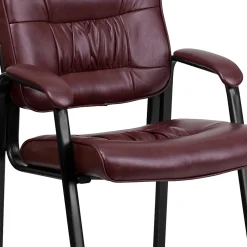 Flash Furniture LeatherSoft Executive Side Reception Chair with Powder Coated Frame, Burgundy/Black