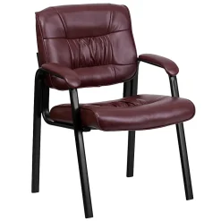 Flash Furniture LeatherSoft Executive Side Reception Chair with Powder Coated Frame, Burgundy/Black
