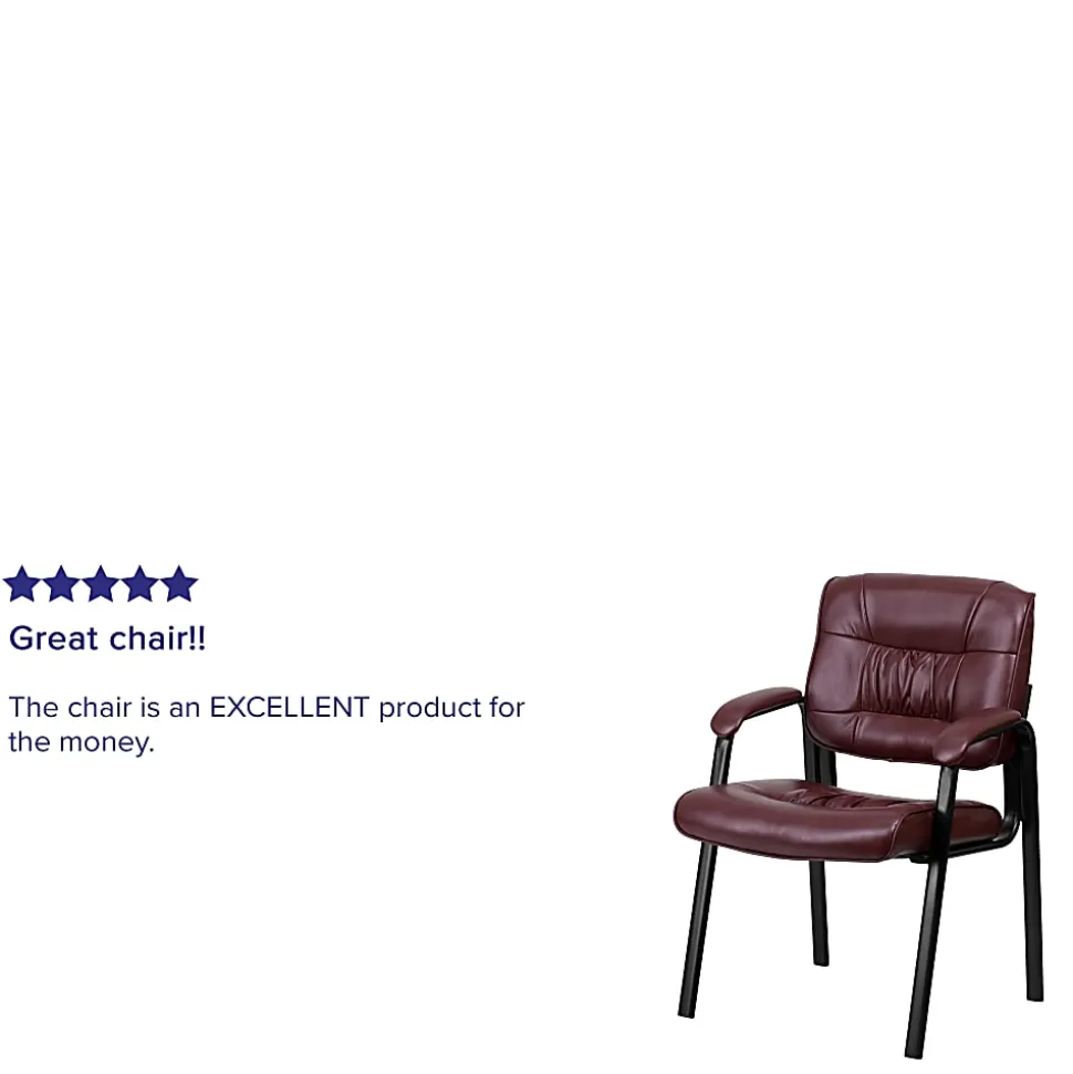 Flash Furniture LeatherSoft Executive Side Reception Chair with Powder Coated Frame, Burgundy/Black
