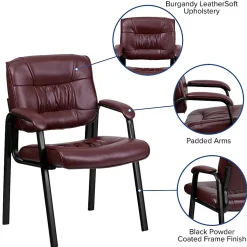 Flash Furniture LeatherSoft Executive Side Reception Chair with Powder Coated Frame, Burgundy/Black