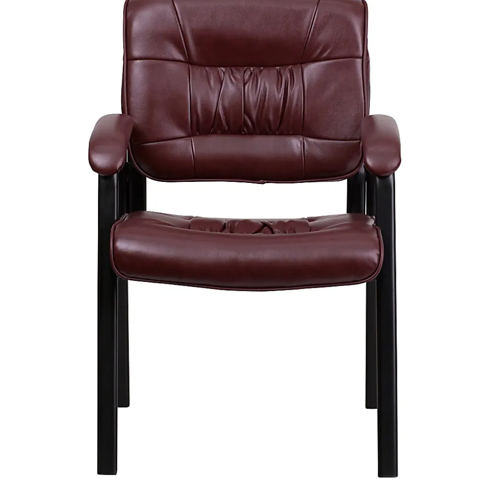 Flash Furniture LeatherSoft Executive Side Reception Chair with Powder Coated Frame, Burgundy/Black