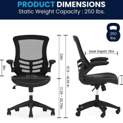Flash Furniture LeatherSoft™ Faux Leather Mid-Back Swivel Chair With Flip-Up Arms, Black