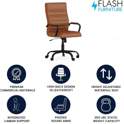Flash Furniture LeatherSoft™ Faux Leather High-Back Office Chair, Brown/Black/Chrome