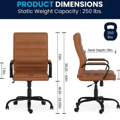 Flash Furniture LeatherSoft™ Faux Leather High-Back Office Chair, Brown/Black/Chrome
