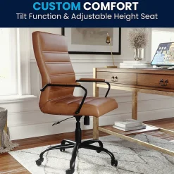Flash Furniture LeatherSoft™ Faux Leather High-Back Office Chair, Brown/Black/Chrome