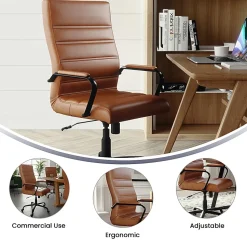 Flash Furniture LeatherSoft™ Faux Leather High-Back Office Chair, Brown/Black/Chrome
