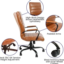 Flash Furniture LeatherSoft™ Faux Leather High-Back Office Chair, Brown/Black/Chrome