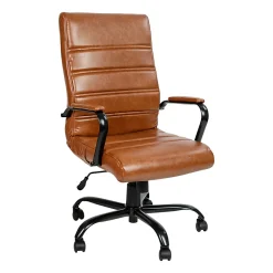 Flash Furniture LeatherSoft™ Faux Leather High-Back Office Chair, Brown/Black/Chrome