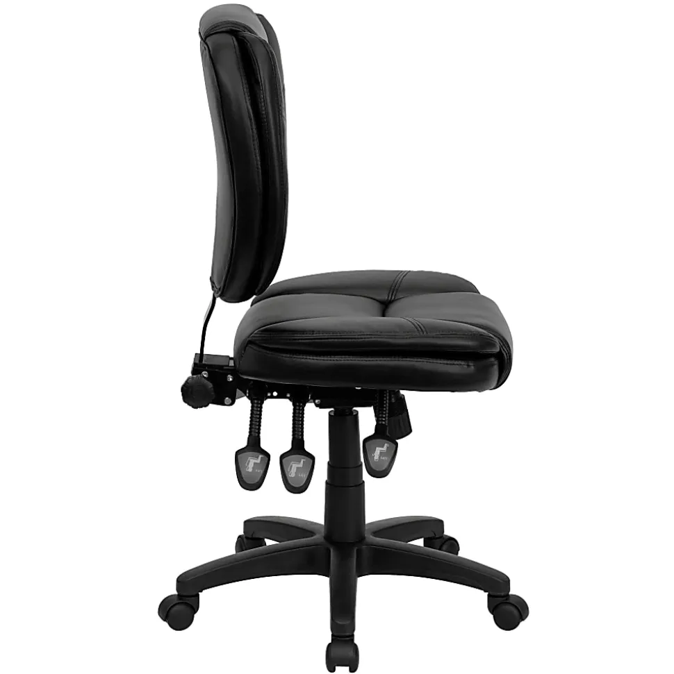 Flash Furniture LeatherSoft™ Faux Leather Mid-Back Multifunction Ergonomic Swivel Task Chair, Black