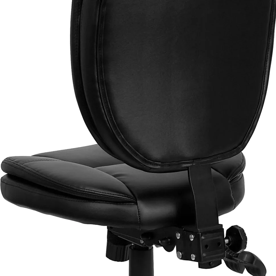 Flash Furniture LeatherSoft™ Faux Leather Mid-Back Multifunction Ergonomic Swivel Task Chair, Black