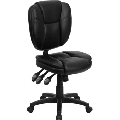 Flash Furniture LeatherSoft™ Faux Leather Mid-Back Multifunction Ergonomic Swivel Task Chair, Black