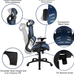 Flash Furniture LO Ergonomic Mesh High-Back Office Chair, Blue