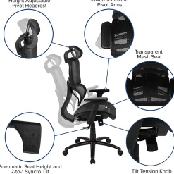 Flash Furniture LO Ergonomic Mesh High-Back Office Chair, Black