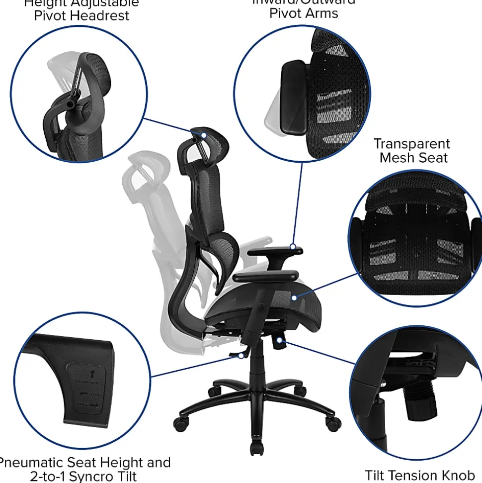 Flash Furniture LO Ergonomic Mesh High-Back Office Chair, Black