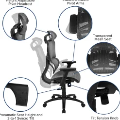 Flash Furniture LO Ergonomic Mesh High-Back Office Chair, Gray