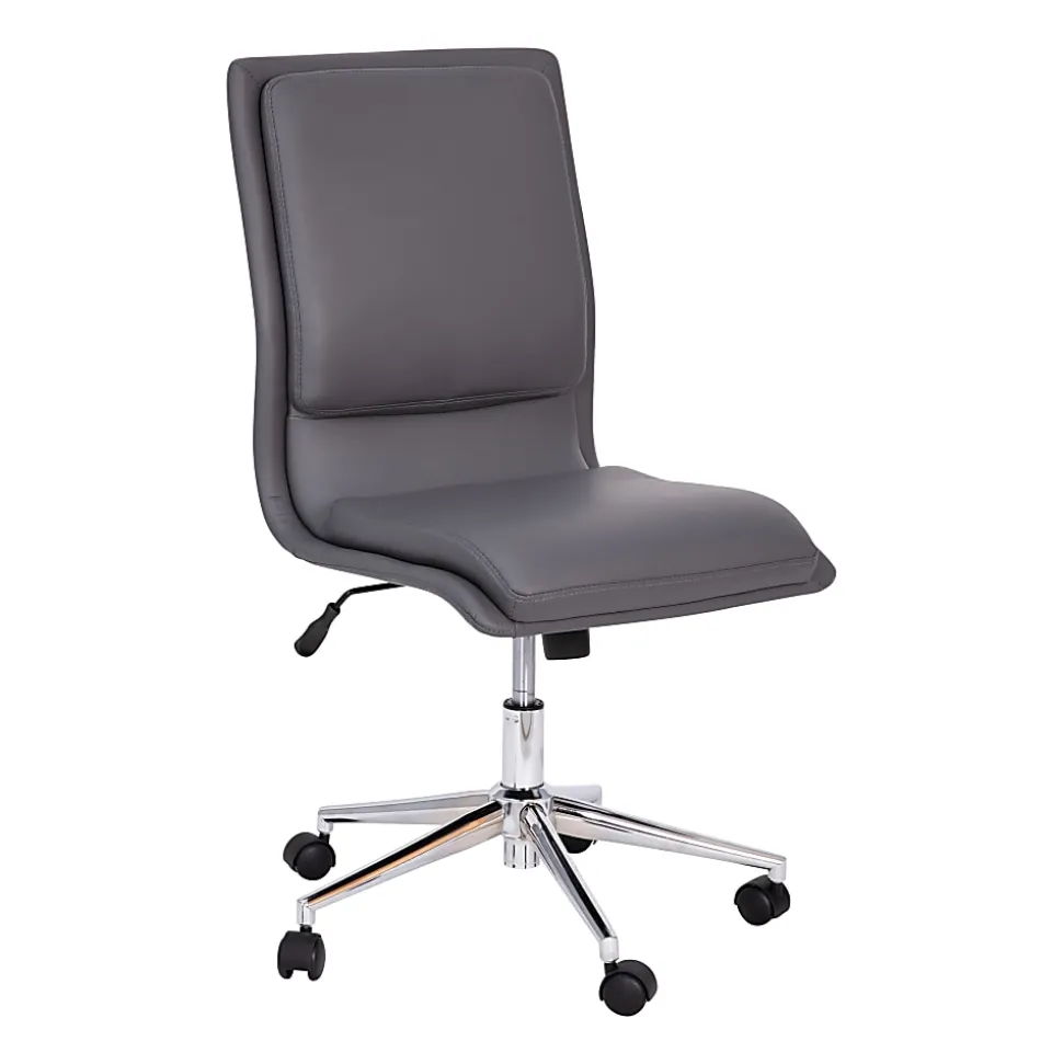 Flash Furniture Madigan Faux Leather Mid-Back Armless Swivel Task Office Chair, Gray
