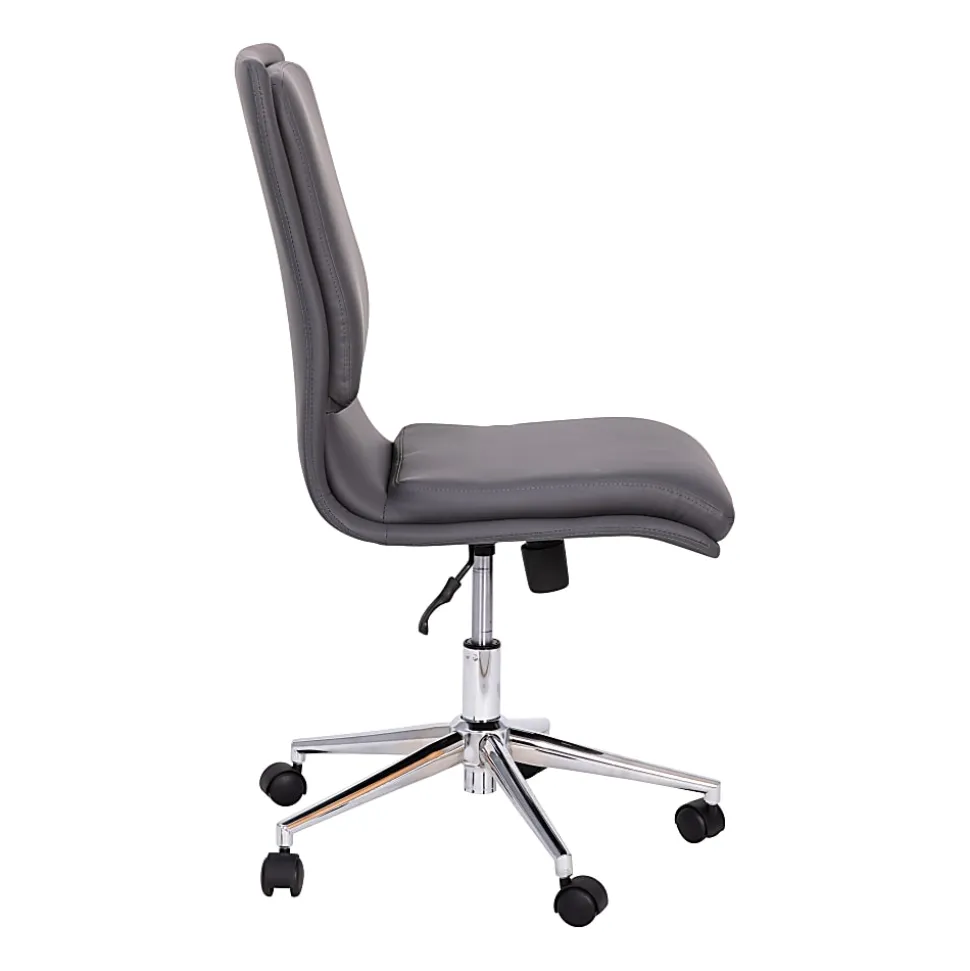 Flash Furniture Madigan Faux Leather Mid-Back Armless Swivel Task Office Chair, Gray