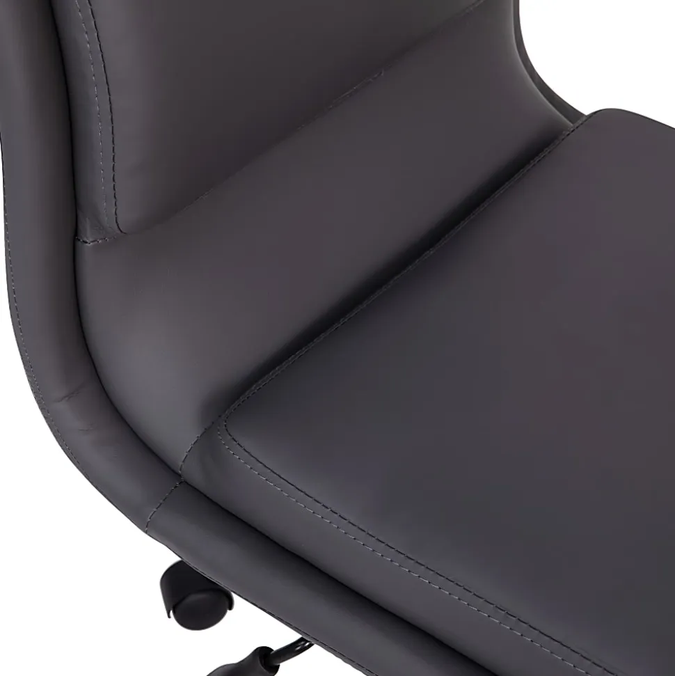 Flash Furniture Madigan Faux Leather Mid-Back Armless Swivel Task Office Chair, Gray
