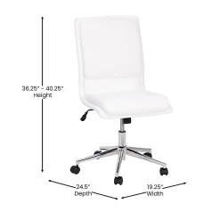 Flash Furniture Madigan Faux Leather Mid-Back Armless Swivel Task Office Chair, White