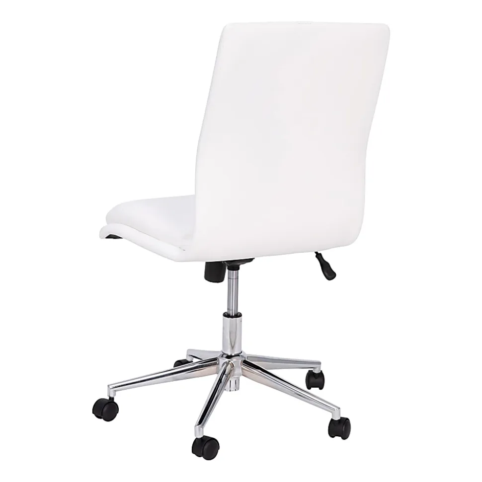 Flash Furniture Madigan Faux Leather Mid-Back Armless Swivel Task Office Chair, White