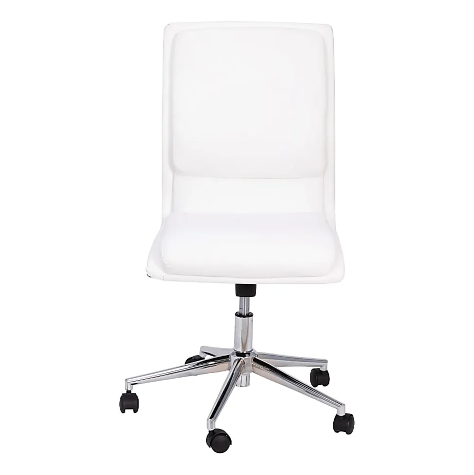 Flash Furniture Madigan Faux Leather Mid-Back Armless Swivel Task Office Chair, White