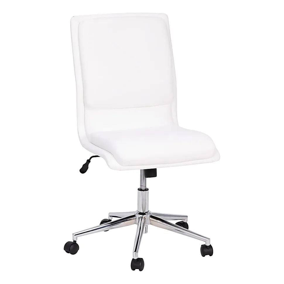 Flash Furniture Madigan Faux Leather Mid-Back Armless Swivel Task Office Chair, White