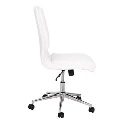 Flash Furniture Madigan Faux Leather Mid-Back Armless Swivel Task Office Chair, White