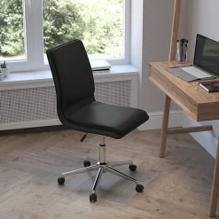 Flash Furniture Madigan Faux Leather Mid-Back Armless Swivel Task Office Chair, Black