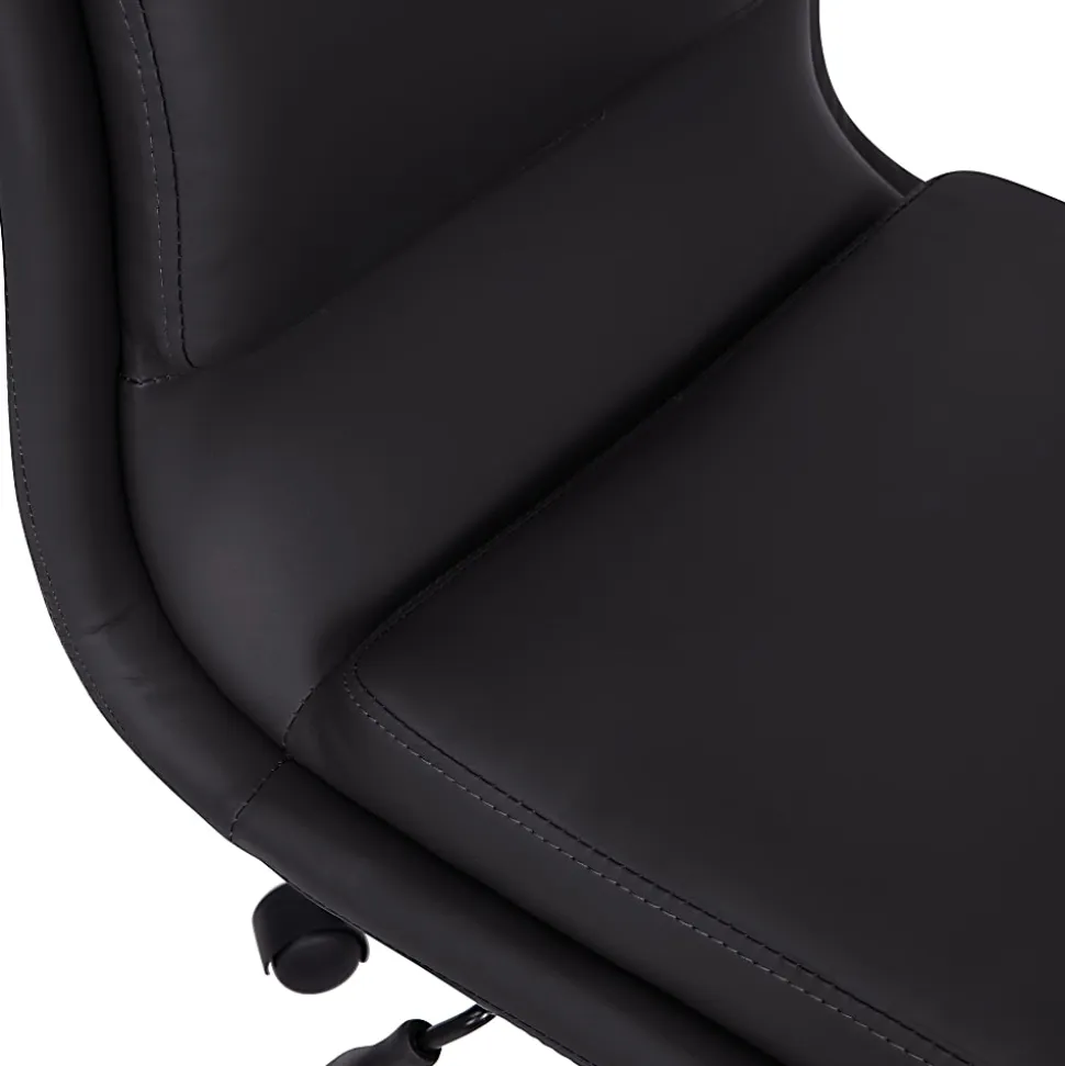 Flash Furniture Madigan Faux Leather Mid-Back Armless Swivel Task Office Chair, Black