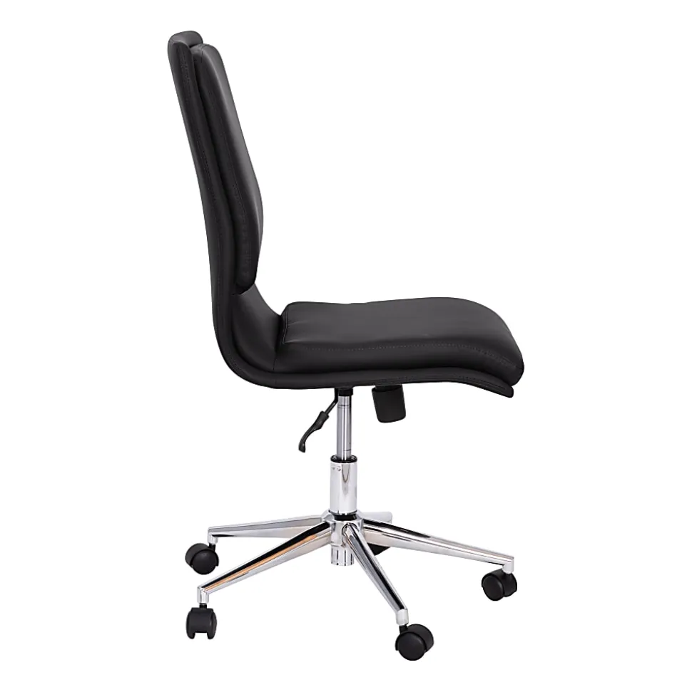 Flash Furniture Madigan Faux Leather Mid-Back Armless Swivel Task Office Chair, Black