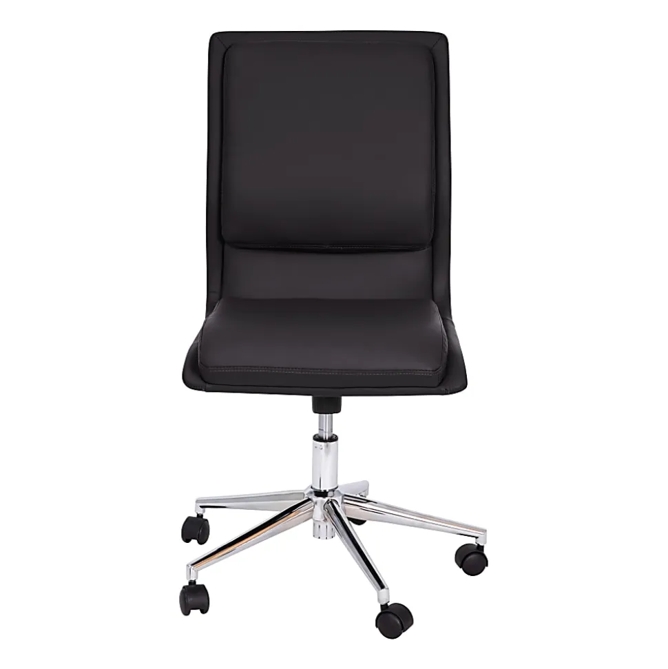Flash Furniture Madigan Faux Leather Mid-Back Armless Swivel Task Office Chair, Black