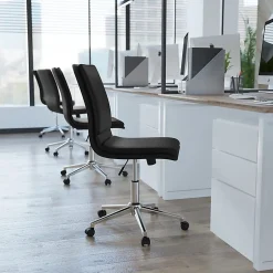 Flash Furniture Madigan Faux Leather Mid-Back Armless Swivel Task Office Chair, Black