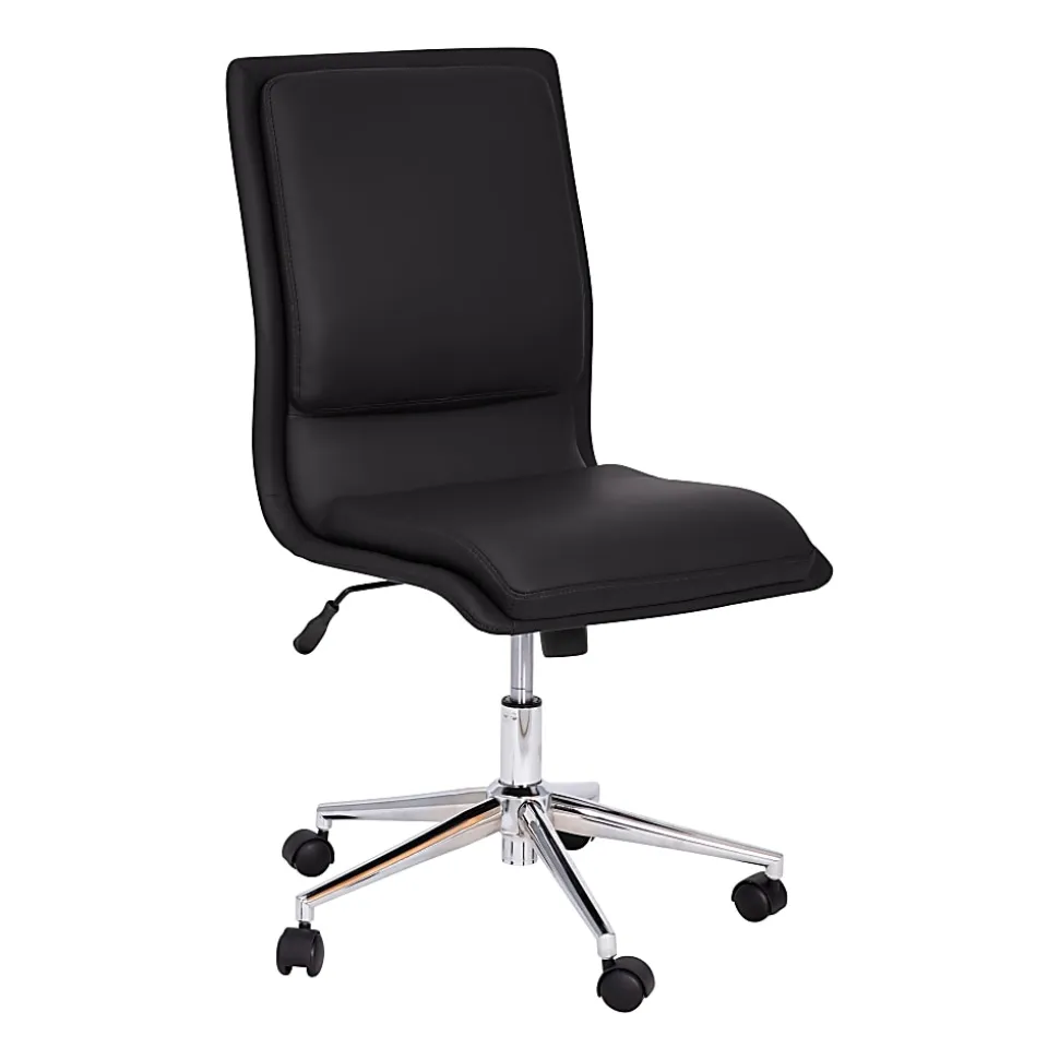 Flash Furniture Madigan Faux Leather Mid-Back Armless Swivel Task Office Chair, Black