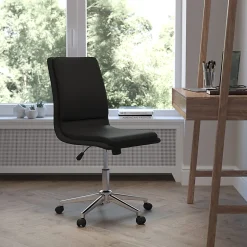 Flash Furniture Madigan Faux Leather Mid-Back Armless Swivel Task Office Chair, Black