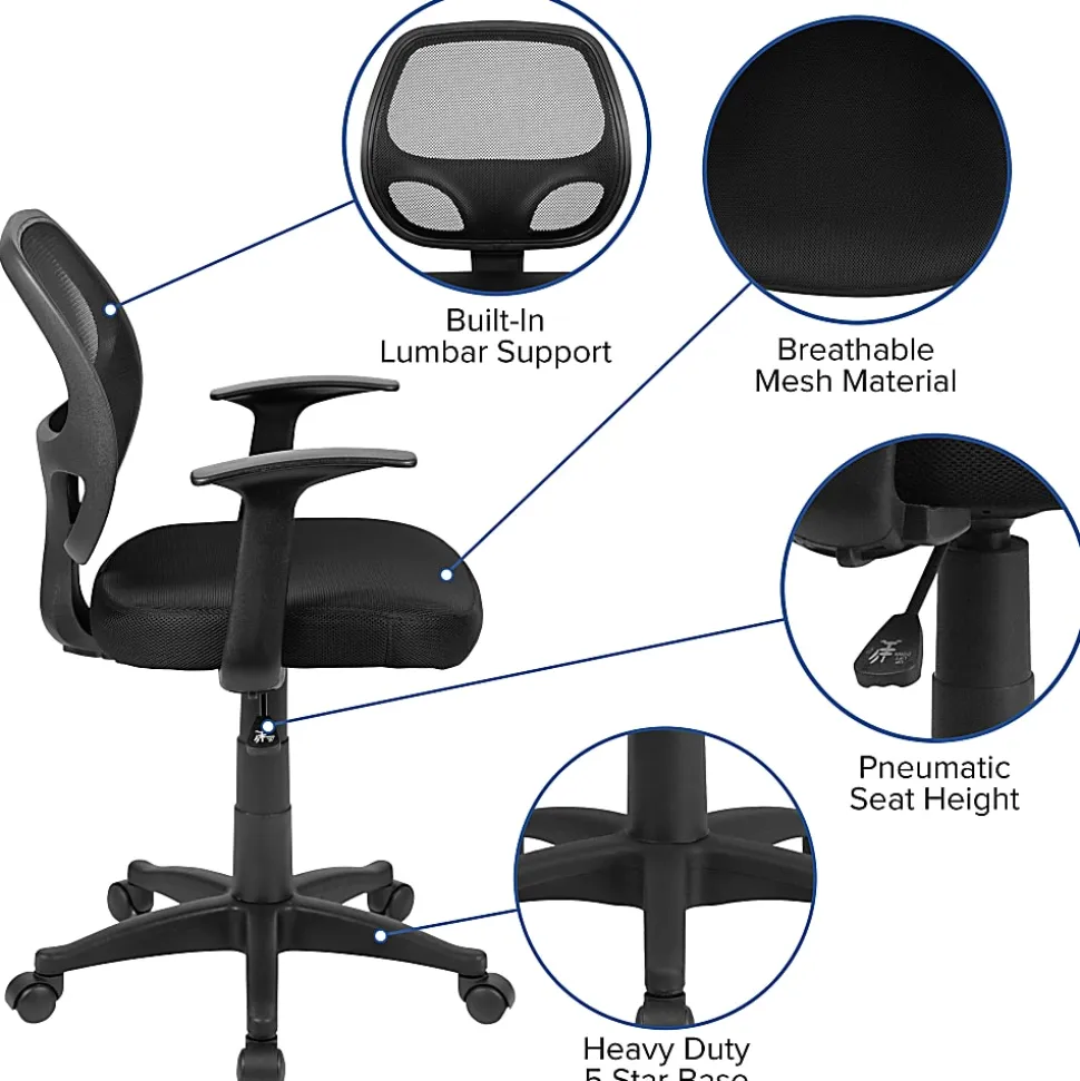 Flash Furniture Mallard Mesh Mid-Back Swivel Task Chair, Black