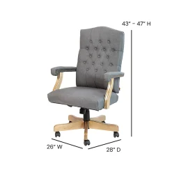 Flash Furniture Martha Washington Fabric High-Back Swivel Executive Office Chair With Arms, Gray/Driftwood