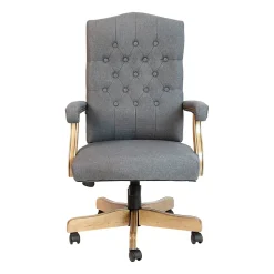 Flash Furniture Martha Washington Fabric High-Back Swivel Executive Office Chair With Arms, Gray/Driftwood
