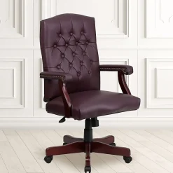 Flash Furniture Martha Washington LeatherSoft™ Faux Leather High-Back Swivel Office Chair, Burgundy