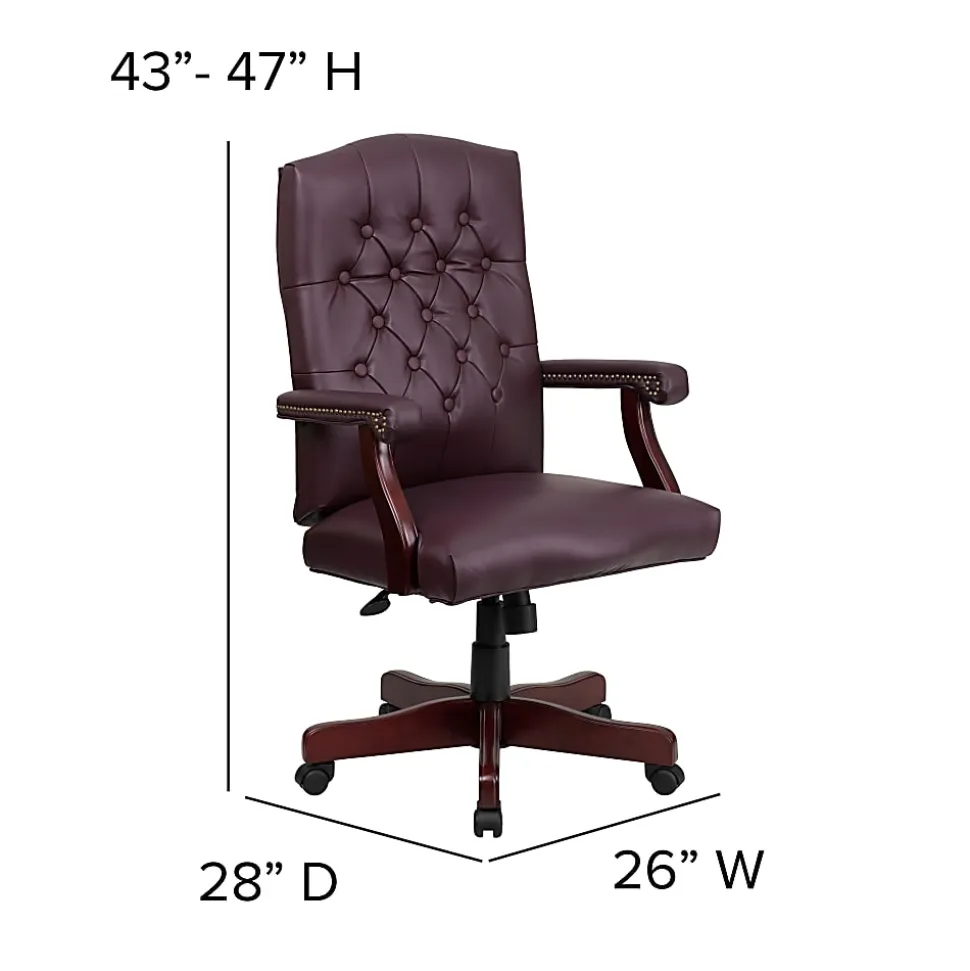 Flash Furniture Martha Washington LeatherSoft™ Faux Leather High-Back Swivel Office Chair, Burgundy