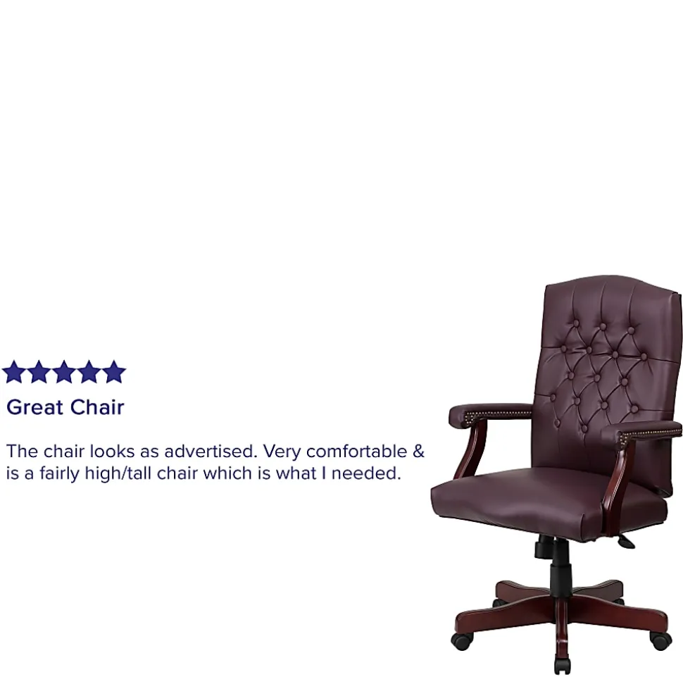 Flash Furniture Martha Washington LeatherSoft™ Faux Leather High-Back Swivel Office Chair, Burgundy