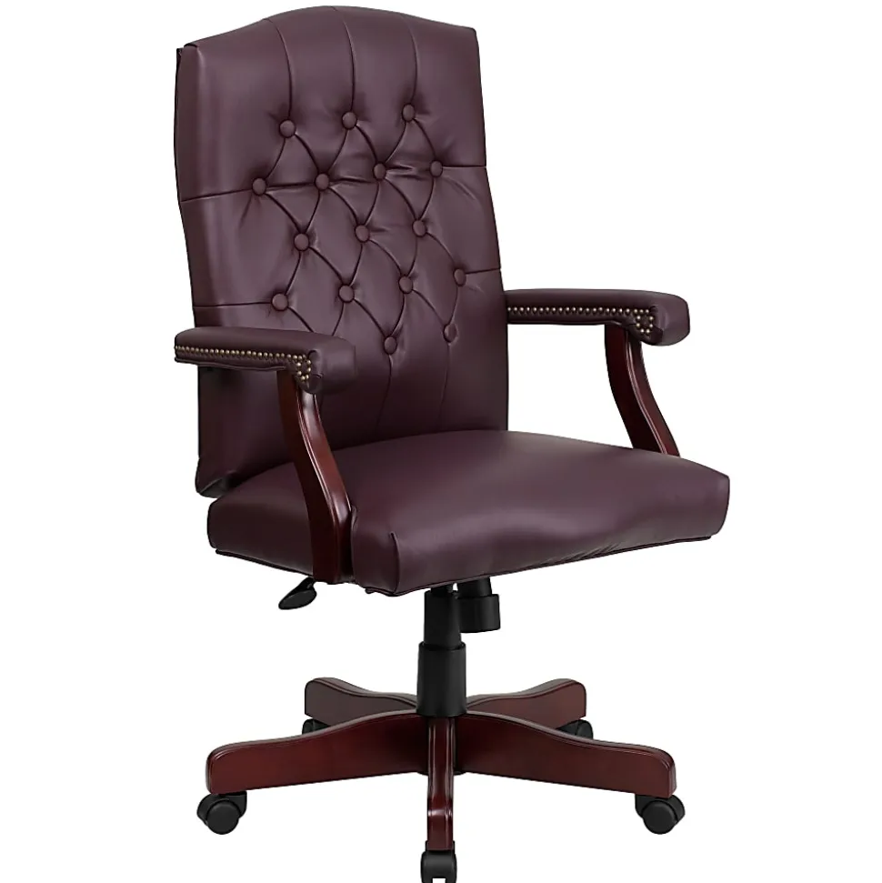Flash Furniture Martha Washington LeatherSoft™ Faux Leather High-Back Swivel Office Chair, Burgundy