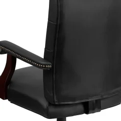 Flash Furniture Martha Washington LeatherSoft Faux Leather High-Back Swivel Office Chair, Black