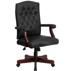 Flash Furniture Martha Washington LeatherSoft Faux Leather High-Back Swivel Office Chair, Black