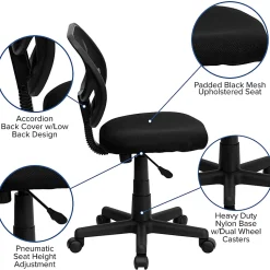 Flash Furniture Mesh Low-Back Swivel Task Chair, Black