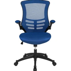 Flash Furniture Mesh Mid-Back Swivel Task Chair With Flip-Up Arms, Blue/Black
