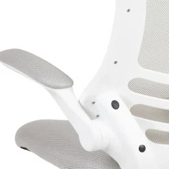 Flash Furniture Mesh Mid-Back Swivel Task Chair With Flip-Up Arms, Light Gray/White