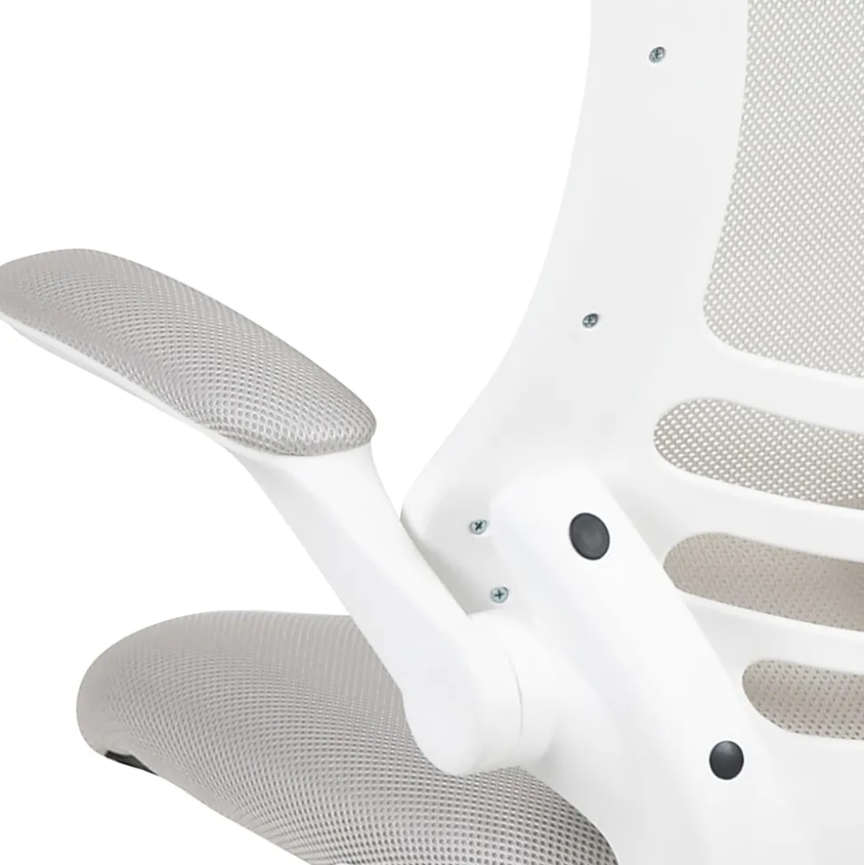 Flash Furniture Mesh Mid-Back Swivel Task Chair With Flip-Up Arms, Light Gray/White