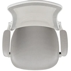 Flash Furniture Mesh Mid-Back Swivel Task Chair With Flip-Up Arms, Light Gray/White