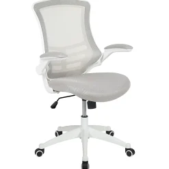 Flash Furniture Mesh Mid-Back Swivel Task Chair With Flip-Up Arms, Light Gray/White
