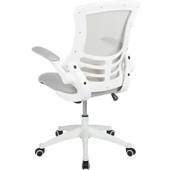 Flash Furniture Mesh Mid-Back Swivel Task Chair With Flip-Up Arms, Light Gray/White
